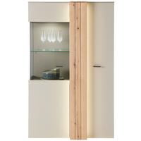 Vitrine Santana inkl. LED Kieselgrau/Eiche Dekor - MODERN, Glas/Holzwerkstoff (93,6/152/44,8cm)