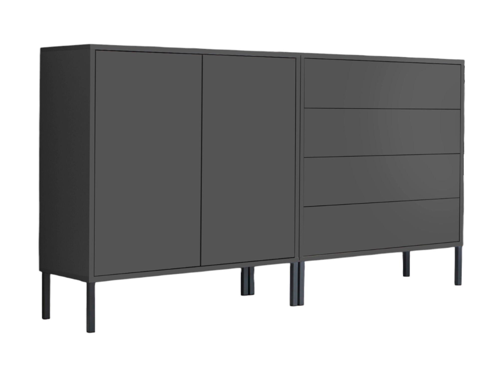 Sideboard Mailand 3 B: 158 cm Anthrazit - Anthrazit, MODERN, Holzwerkstoff (158/86/33cm) - MID.YOU