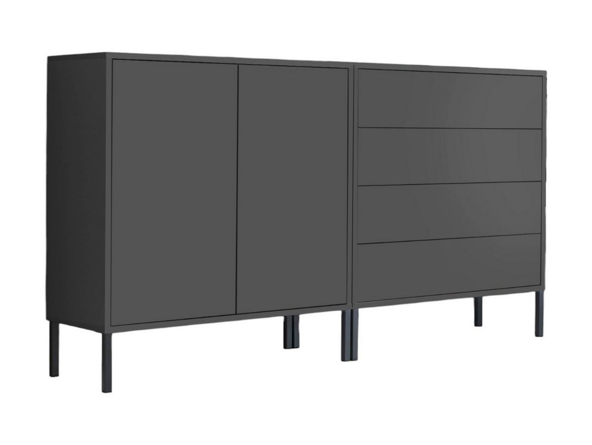 Sideboard Mailand 3 B: 158 Cm Anthrazit - Anthrazit, MODERN, Holzwerkstoff (158/86/33cm) - MID.YOU