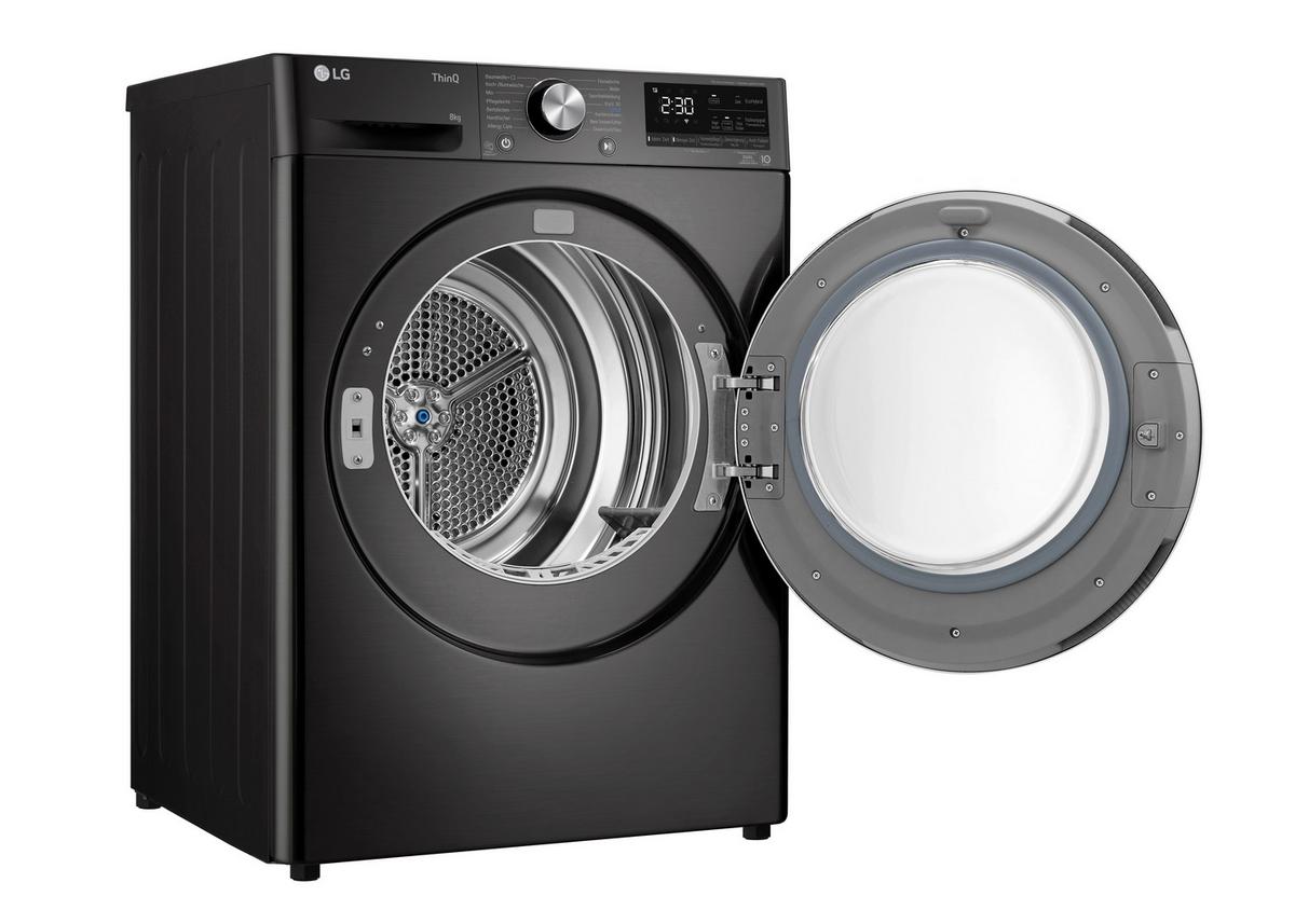 Wärmepumpentrockner Lg Rt80v9b - Chromfarben/Schwarz, Basics, Glas/Kunststoff (60/85/66cm) - LG