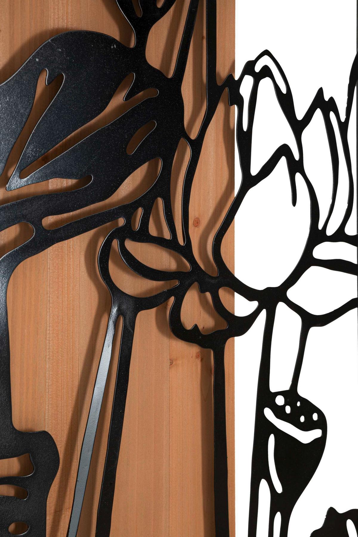 Wanddeko Wood Schwarz, Eiche Dekor B: 60 cm - Basics, Holzwerkstoff/Metall (60/90/2cm)