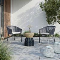 SADA ZAHRADNÍCH KŘESEL BENICIA - bílá/černá, Moderní, kov/textil (55/76/63cm) - Bessagi Garden