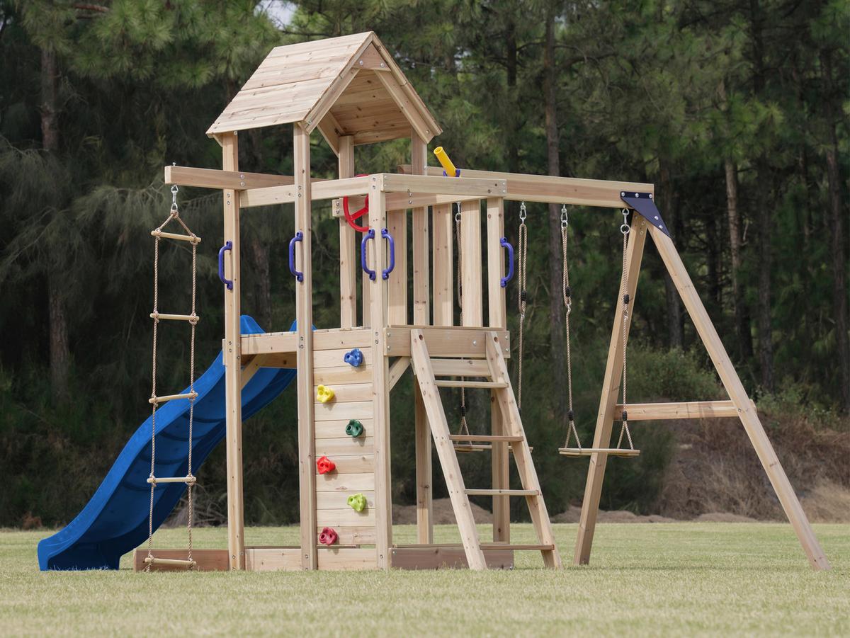 Spielturm A030.500.00 - Blau, KONVENTIONELL, Holz/Kunststoff (342/267/375cm) - Ambia Garden