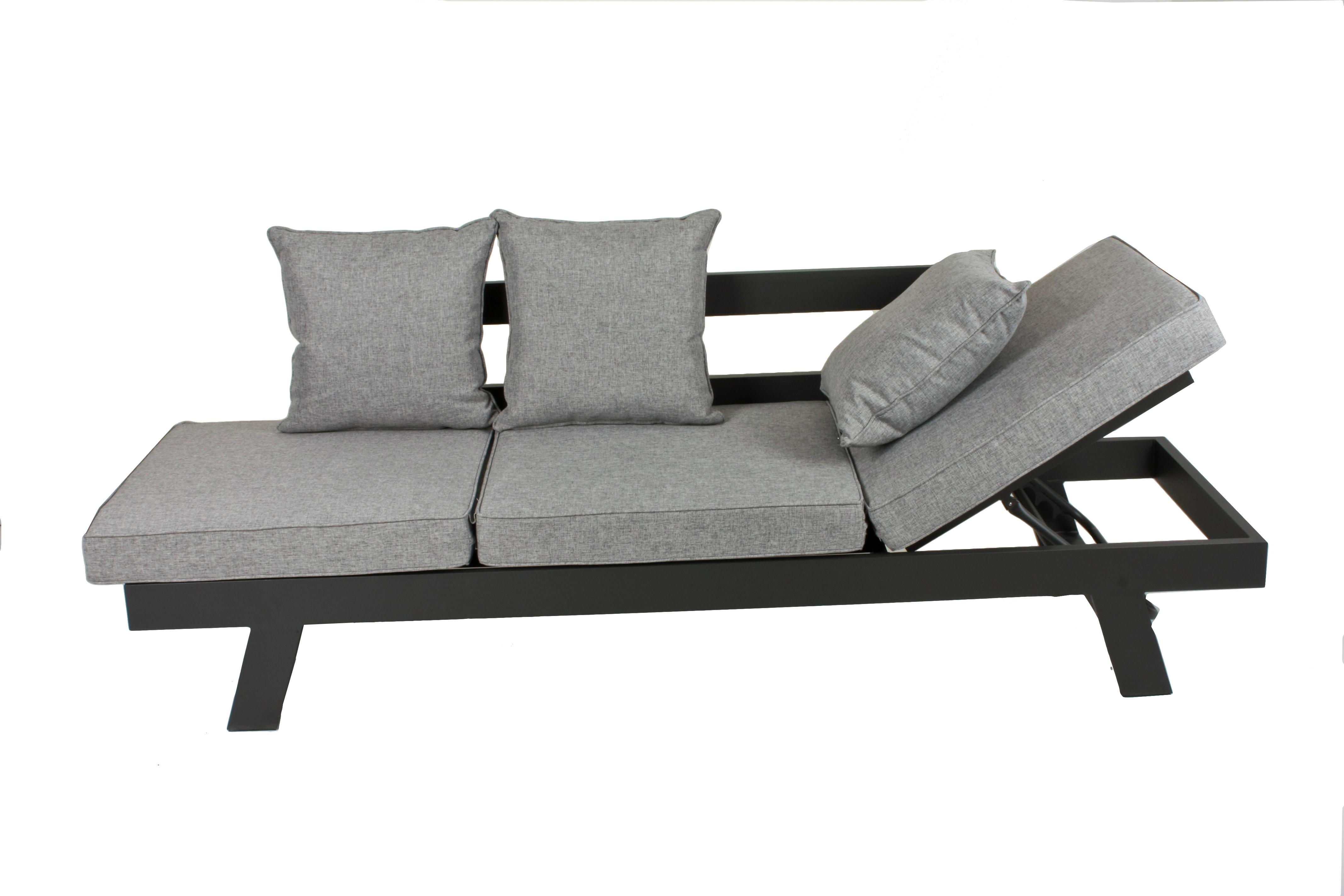 Loungegarnitur Donna - Schwarz/Grau, Basics, Kunststoff/Textil (216/70/74cm) - Gardenson