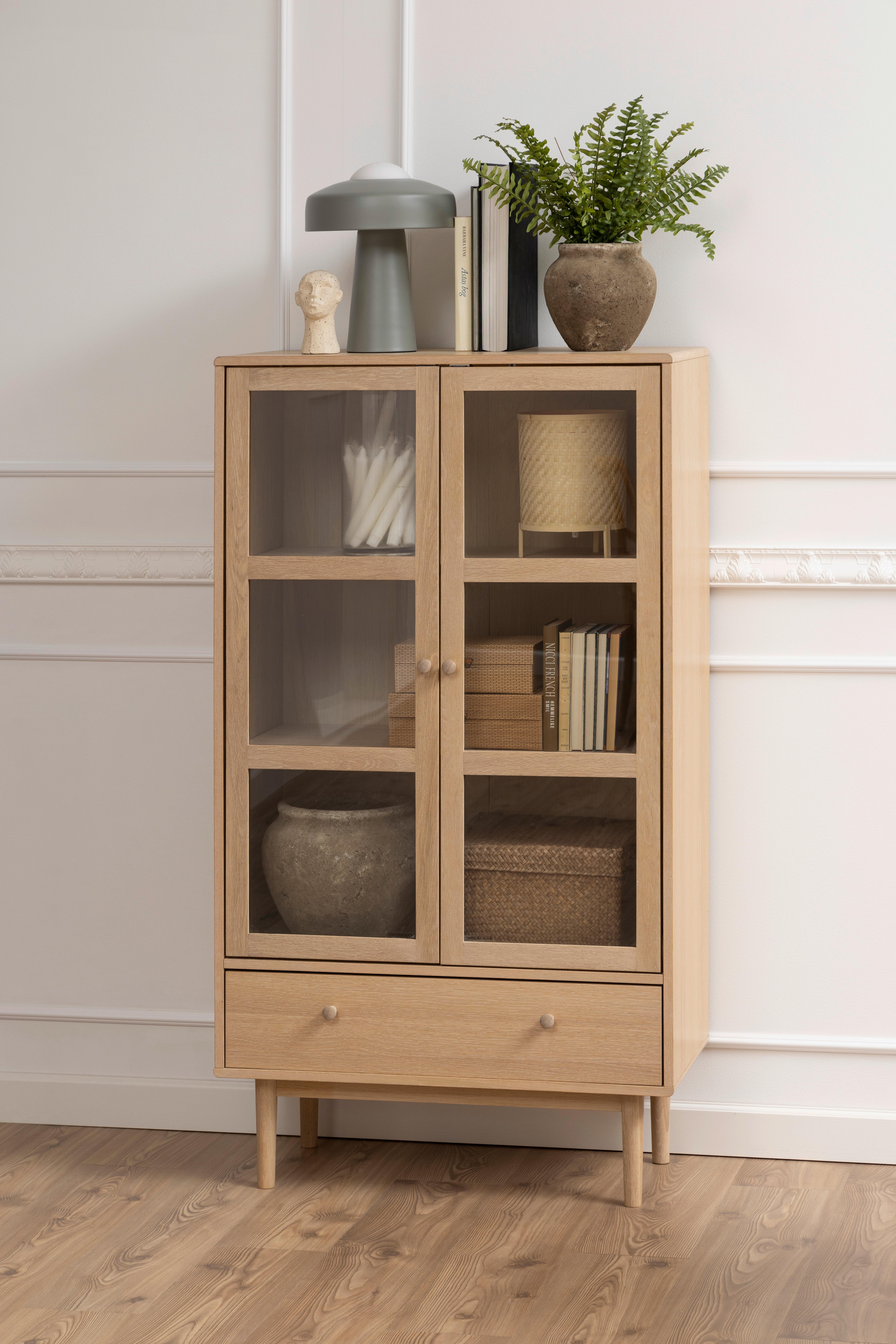 Vitrine Aston - Eichefarben, MODERN, Glas/Holz (80/144,5/40cm) - MID.YOU