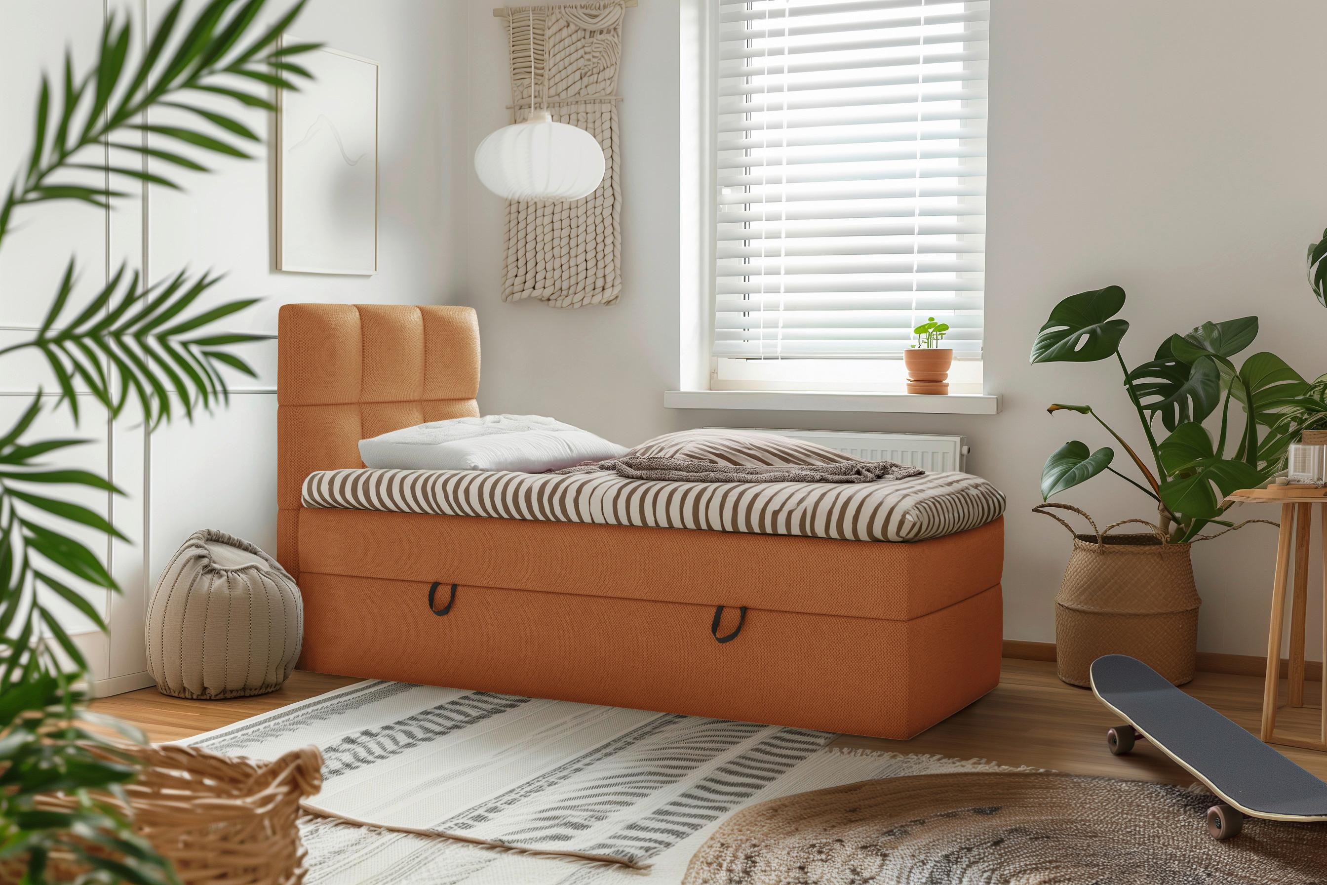 Boxbett Polly - Rostfarben/Schwarz, MODERN, Holz/Holzwerkstoff (90/200cm) - MID.YOU