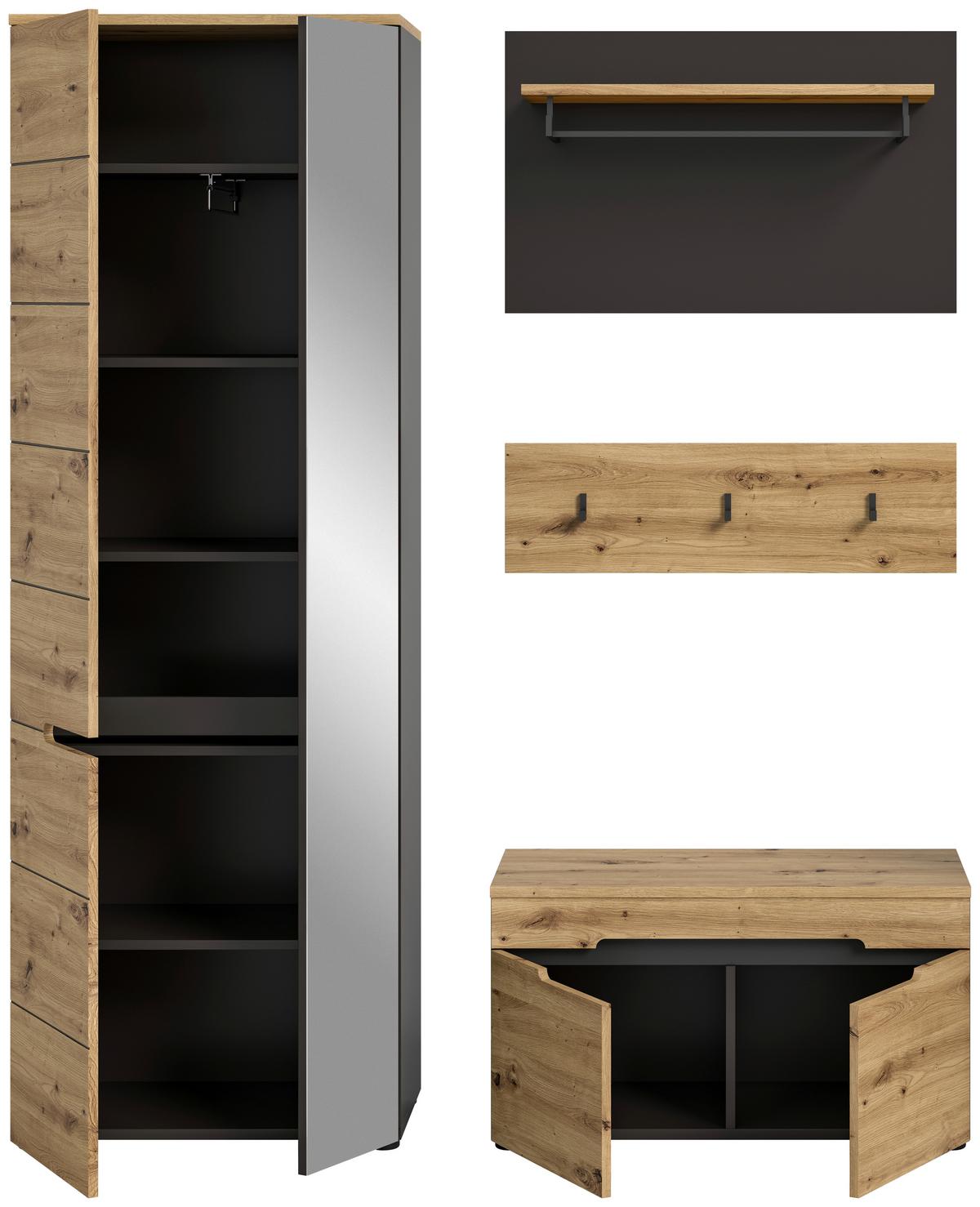 Garderobe Canu Eiche Artisan B: 160 Cm - KONVENTIONELL, Holzwerkstoff (160/190/37cm) - MID.YOU