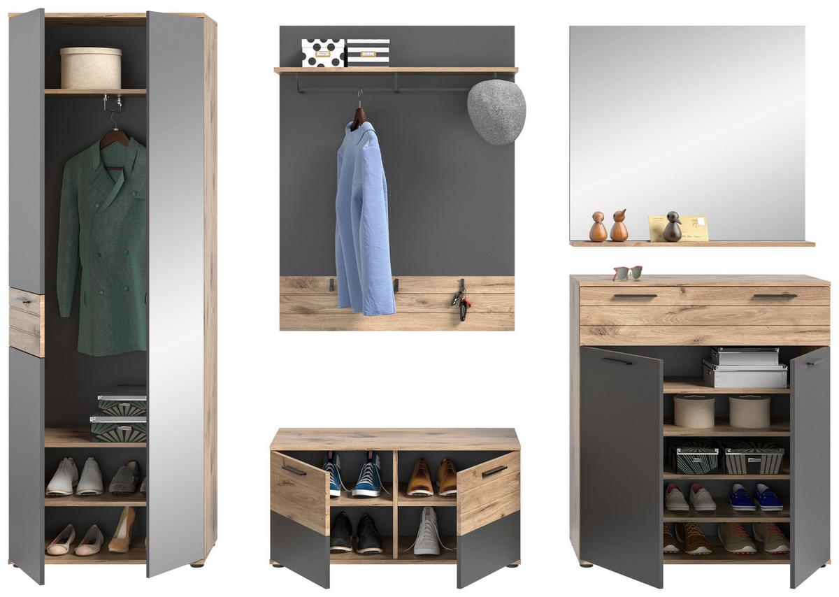 Mason B: 280 cm Nox Oak 5-teilig - Holzwerkstoff (280/200/38cm) - MID.YOU