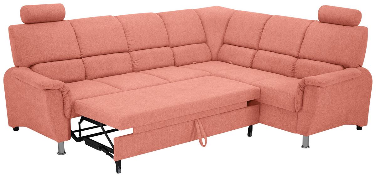 Sedačka MARSYLIA, pravá, koralová - koralová/čierna, Design, kov/drevo (270/216cm) - MID.YOU