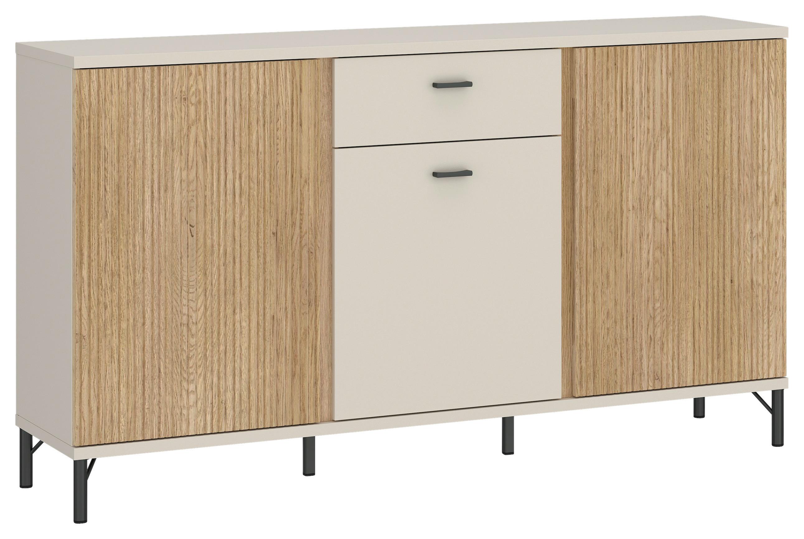 Kommode Mosano B: 150 cm - Kaschmir/Eichefarben, Trend, Holzwerkstoff (150/87/40cm)