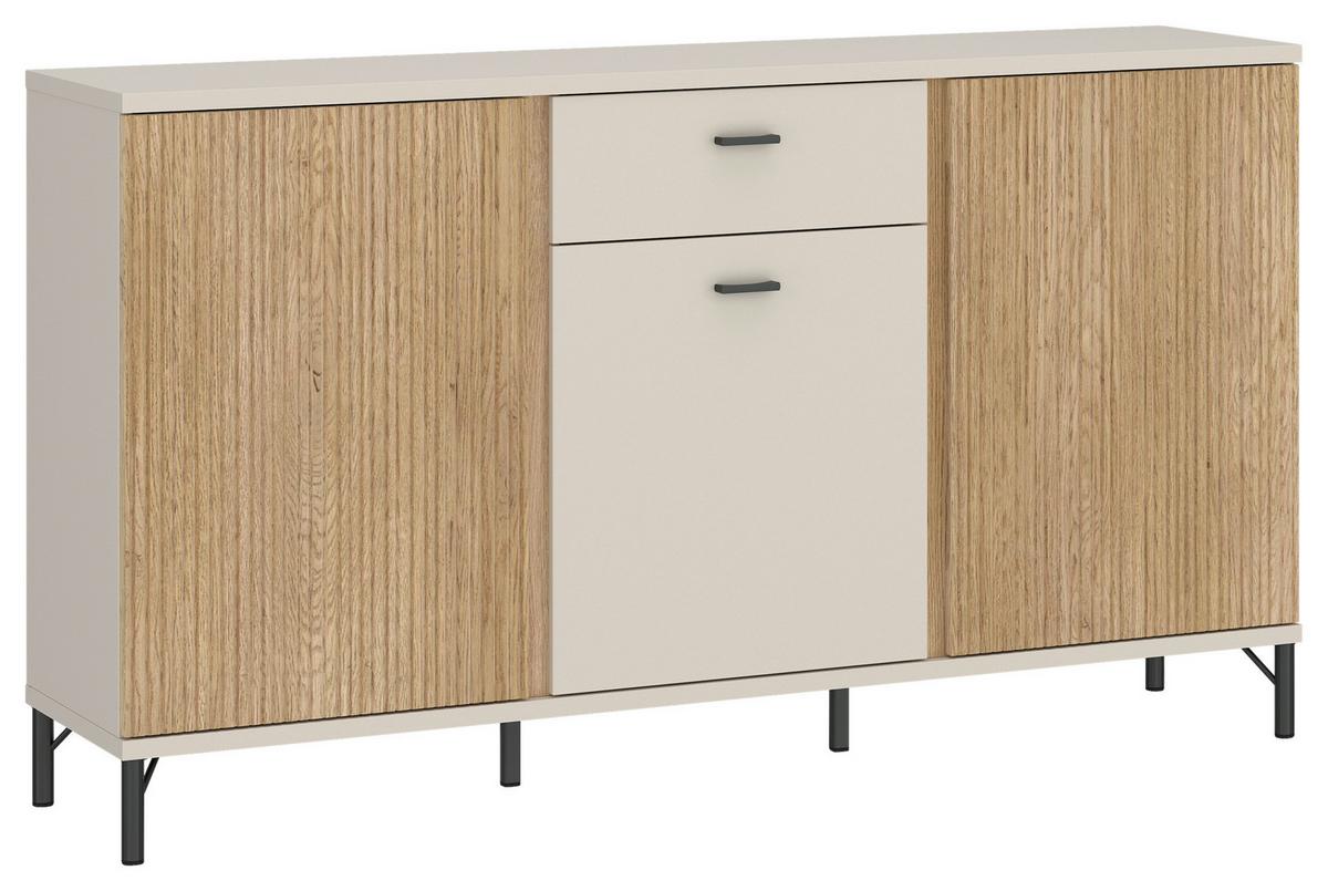 Kommode Mosano B: 150 cm - Kaschmir/Eichefarben, Trend, Holzwerkstoff (150/87/40cm)