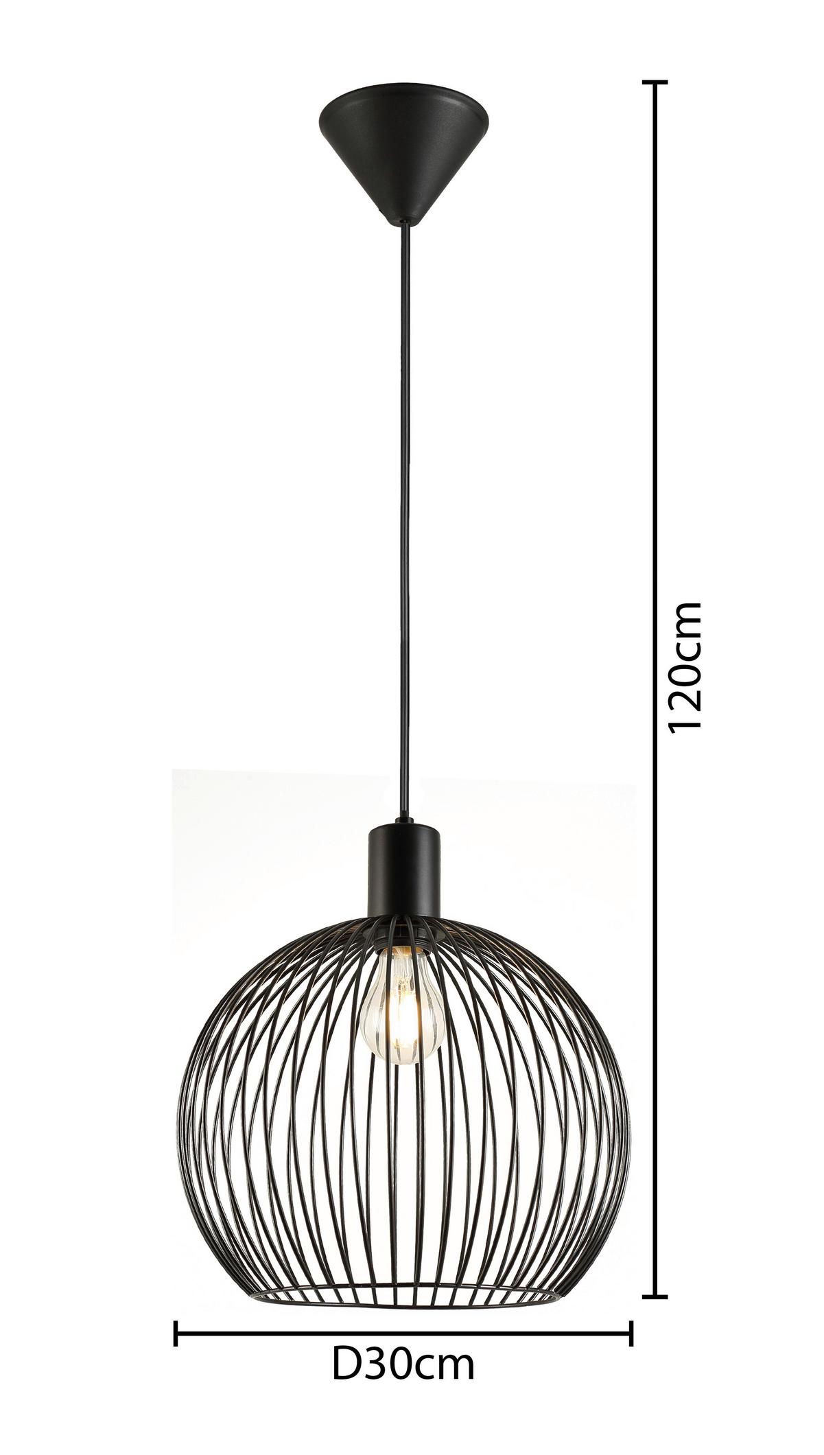 ZÁVĚSNÉ SVÍTIDLO JESSE - černá, Moderní, kov (30/120cm) - Mömax