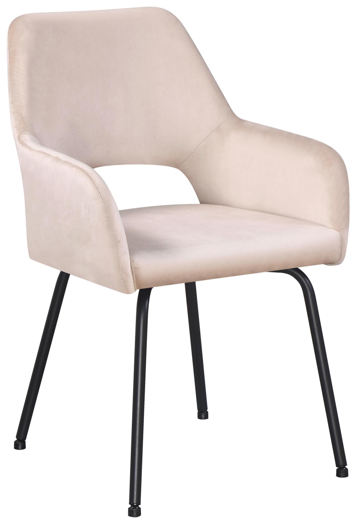 Armlehnstuhl Jonny Cord Beige, B: 58 cm - Beige/Schwarz, KONVENTIONELL, Textil/Metall (58/86/59cm)