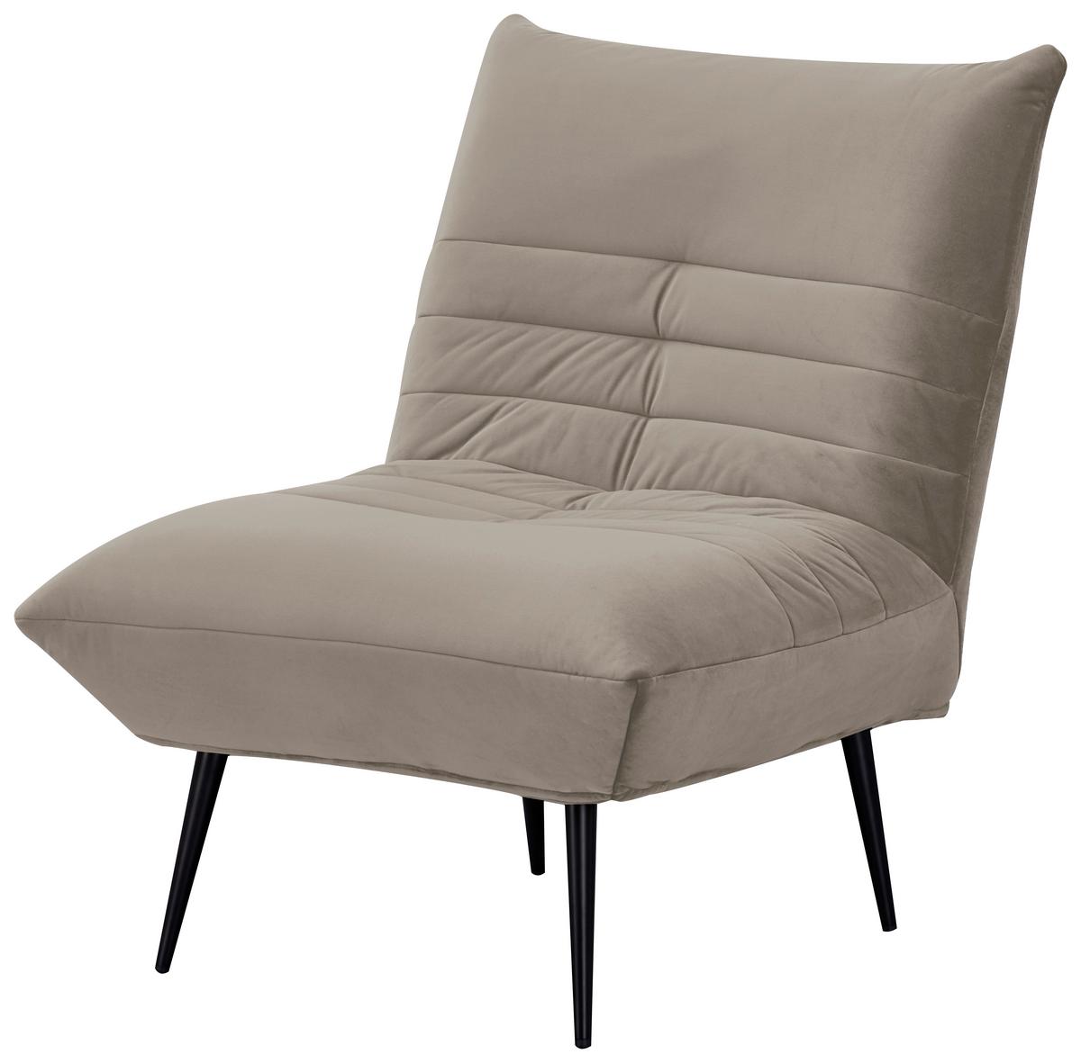 Sessel Jarvis Taupe Samt B: 75 cm - Taupe/Schwarz, MODERN, Textil (75/92/87cm) - MID.YOU