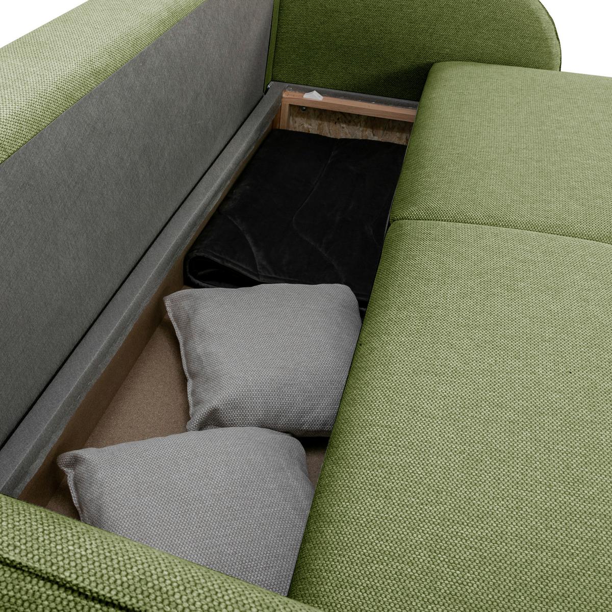 3-sitzer-sofa Bari - Schwarz/Olivgrün, Basics, Textil (215/89/100cm) - P & B