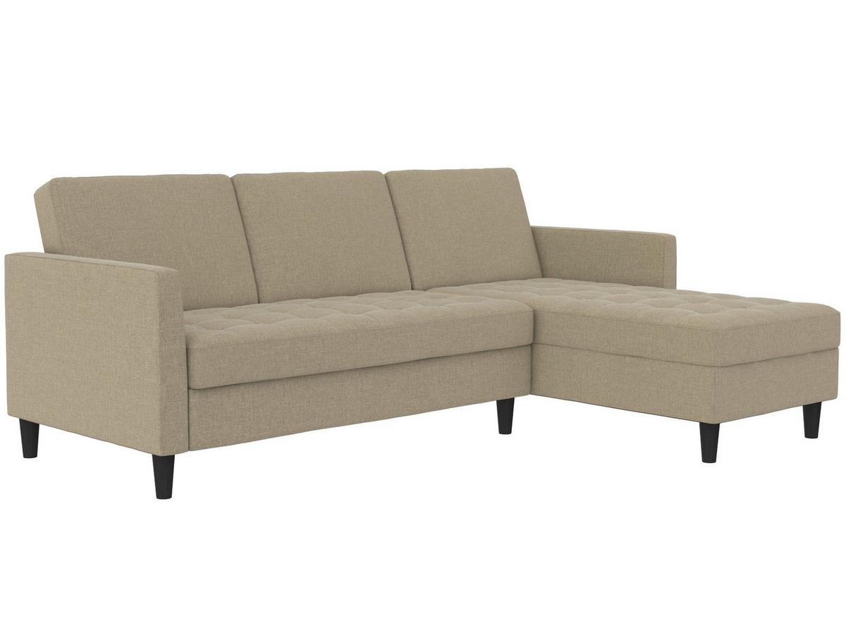 Ecksofa Palermo Cappuccino, mit Stauraum - Schwarz/Cappuccino, Basics, Textil (213/154cm) - Livetastic