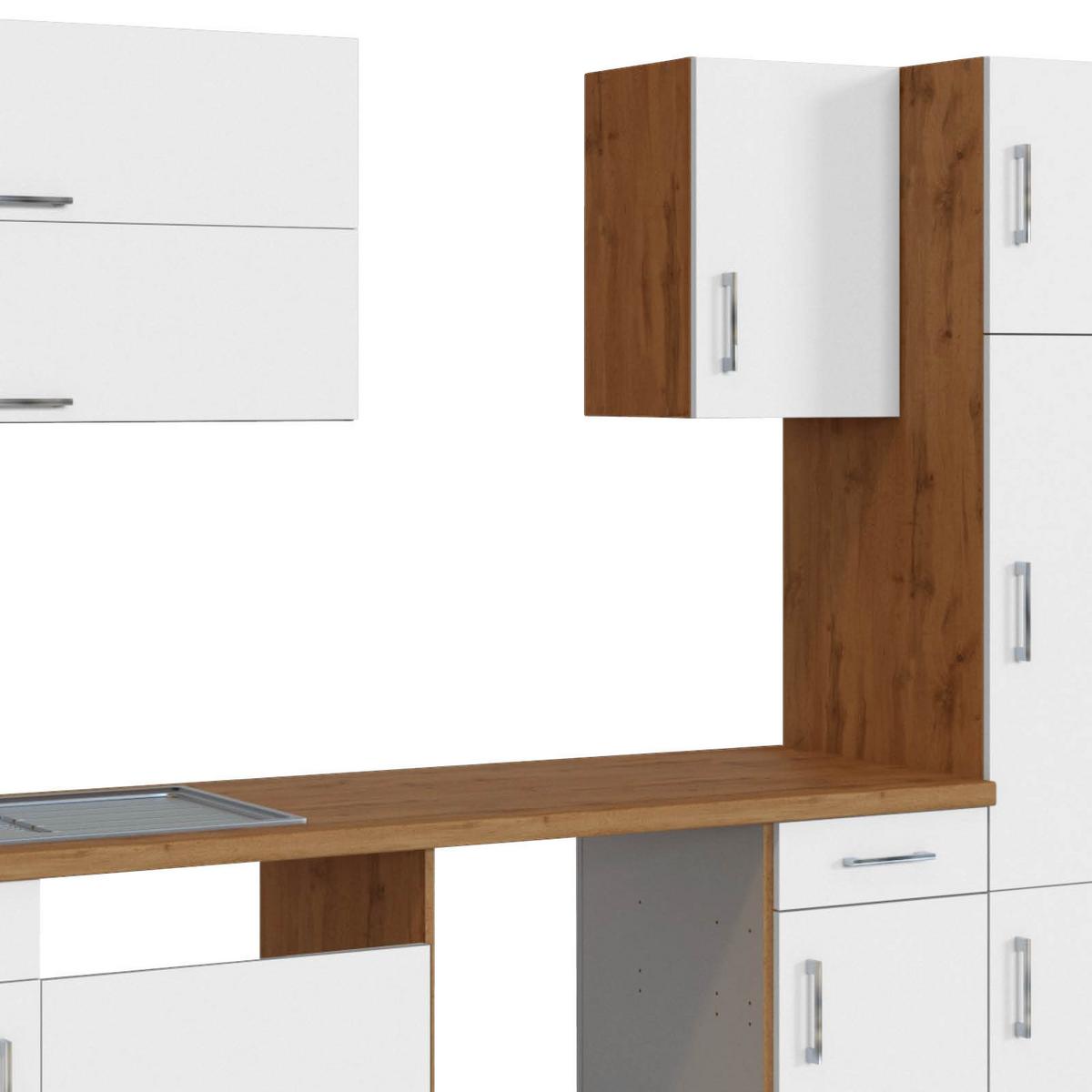 Küchenzeile Sorrento Ohne Geräte B: 270 Cm Weiß - Eichefarben/Weiß, MODERN, Holzwerkstoff (270/200/60cm) - Held