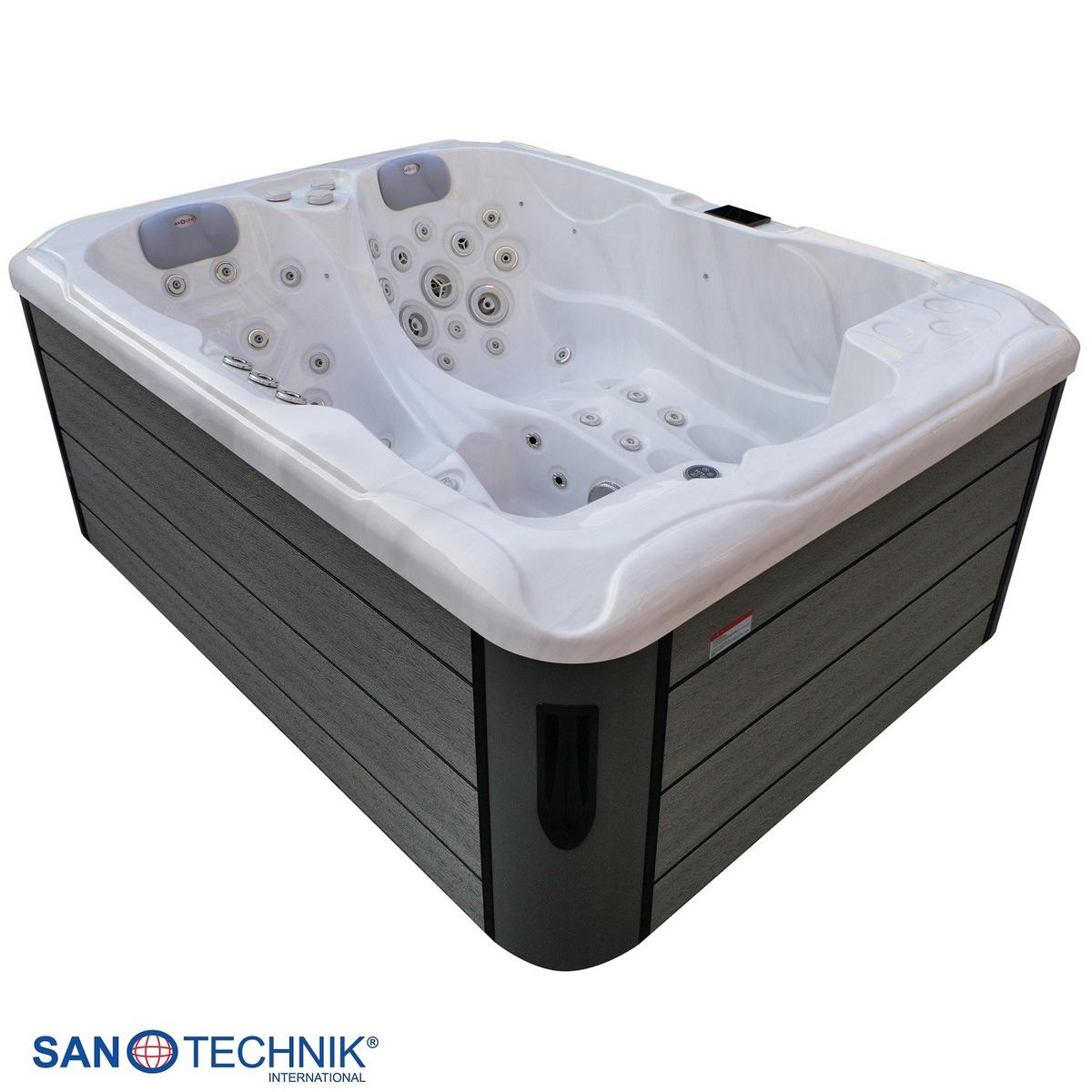 WHIRLPOOL Capri Grauweiß B: 210 cm - Grauweiß, KONVENTIONELL, Kunststoff (210/160/90cm) - Sanotechnik