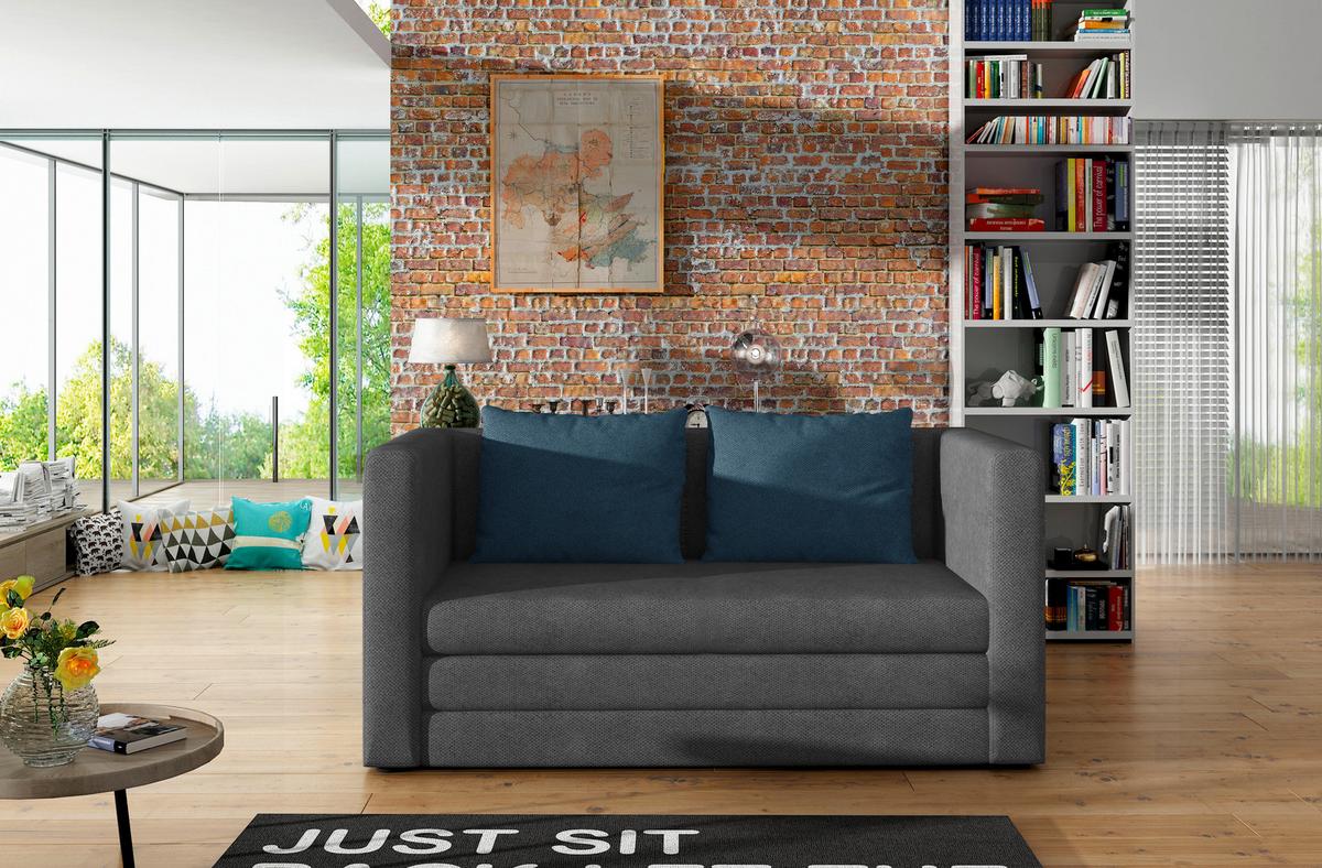 Schlafsofa Neva Blau, Grau, B: 132 Cm - Blau/Schwarz, Design, Textil (132/62/70cm) - MID.YOU