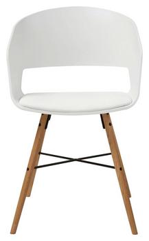 Modern im skandinavischen Look Moderner Esszimmerstuhl mit weißer Sitzschale und Füßen aus Buche