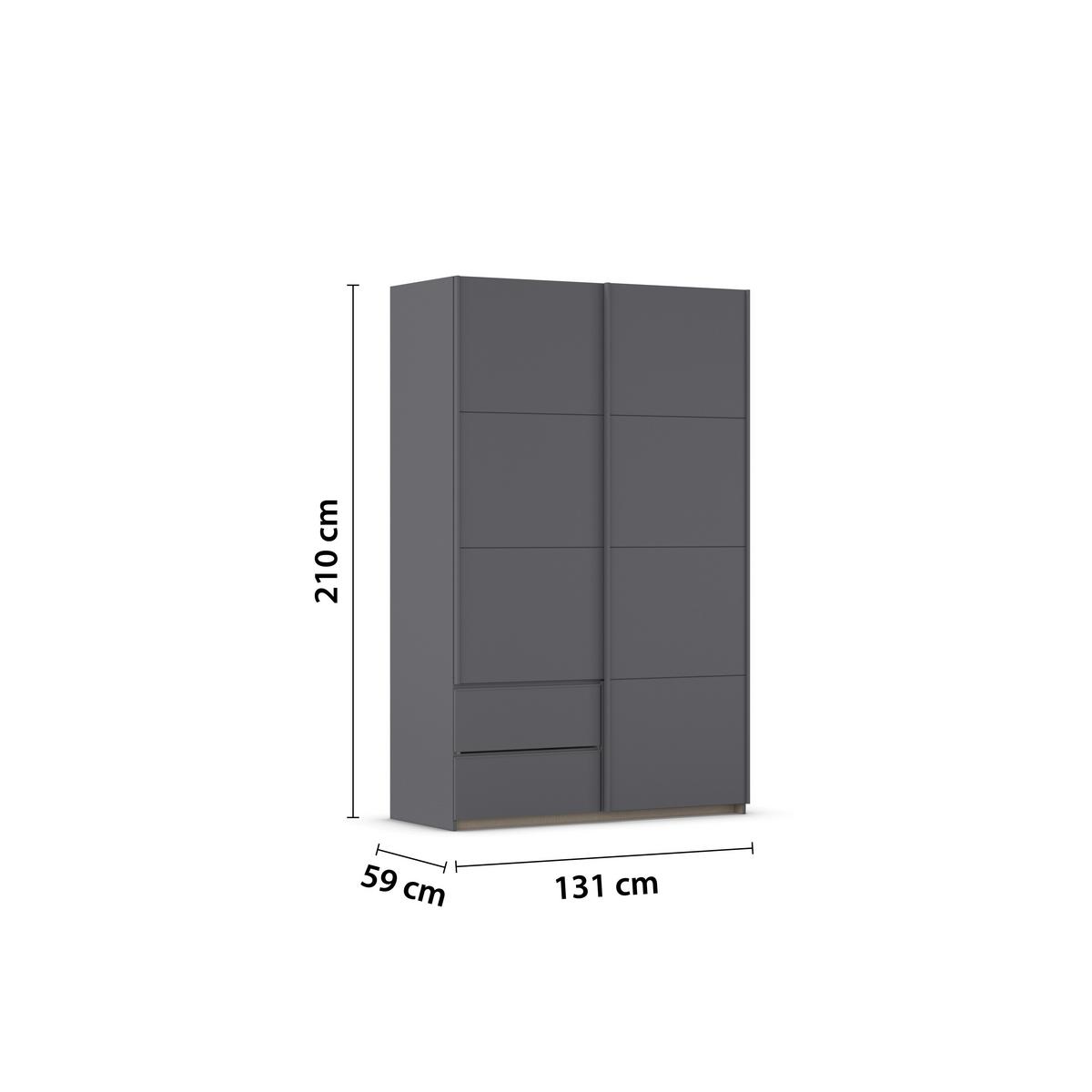 Schwebetürenschrank Stoke Grau/grau-Metallic B: 131 Cm - Grau, MODERN, Holzwerkstoff (131/210/59cm) - Rauch Möbel