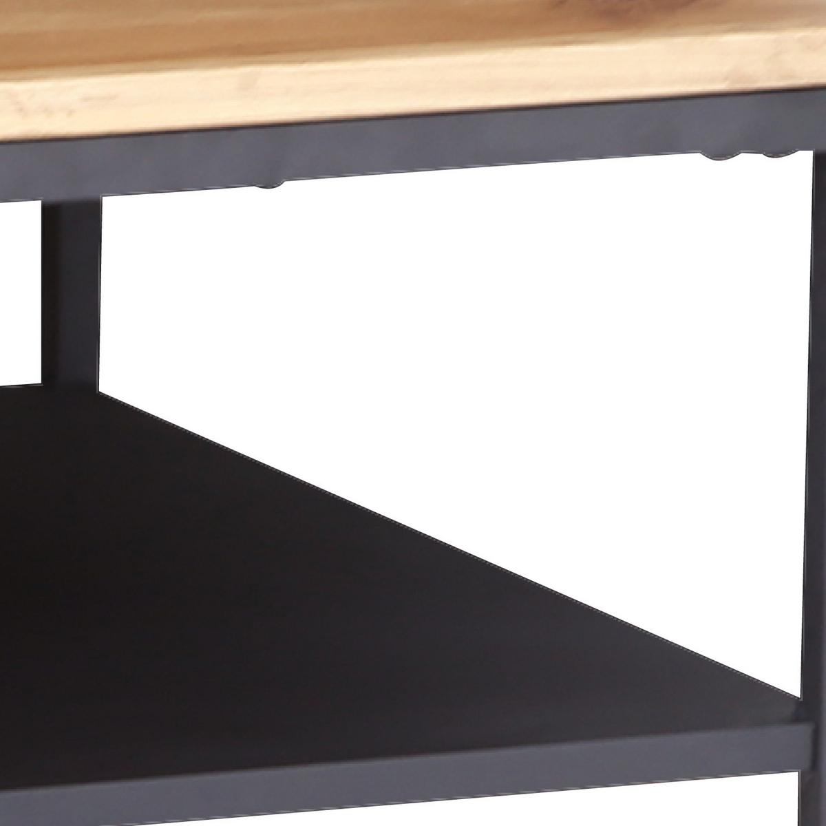 Konferenční stolek 105x65cm - černá/přírodní barvy, Moderní, kov/dřevo (105/44/65cm)