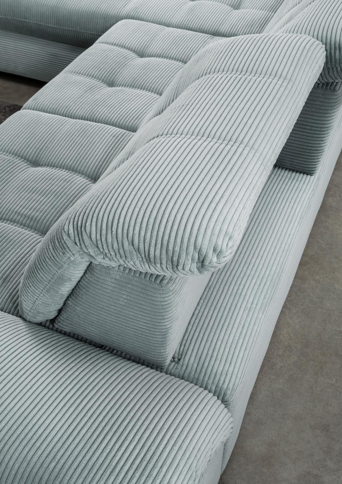 Ecksofa Mit Bettkasten Rigatti Blau S: 184x314 Cm - Schwarz/Hellblau, MODERN, Textil (184/314cm) - Livetastic