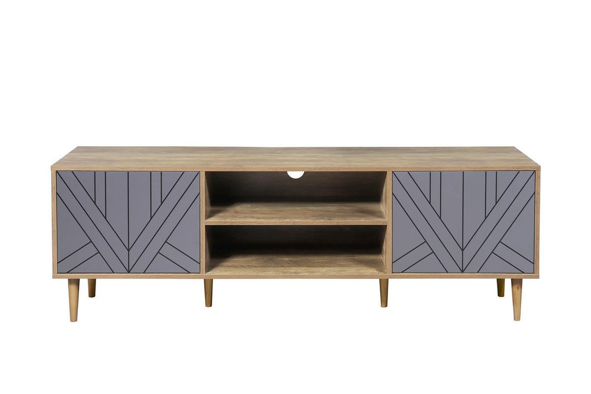 Lowboard Grau, Naturfarben B: 160cm - Naturfarben/Grau, Design, Holzwerkstoff (160/55/40cm) - Livetastic