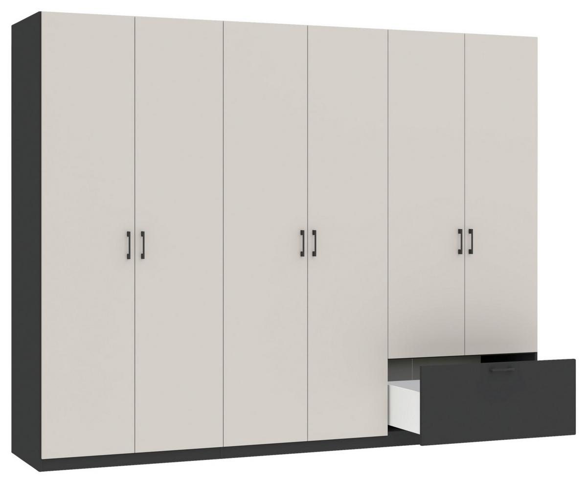 Drehtürenschrank Mit Schublade 269cm Mila Kaschmir/anthrazit - Kaschmir/Anthrazit, KONVENTIONELL, Holzwerkstoff (269/210/54cm)