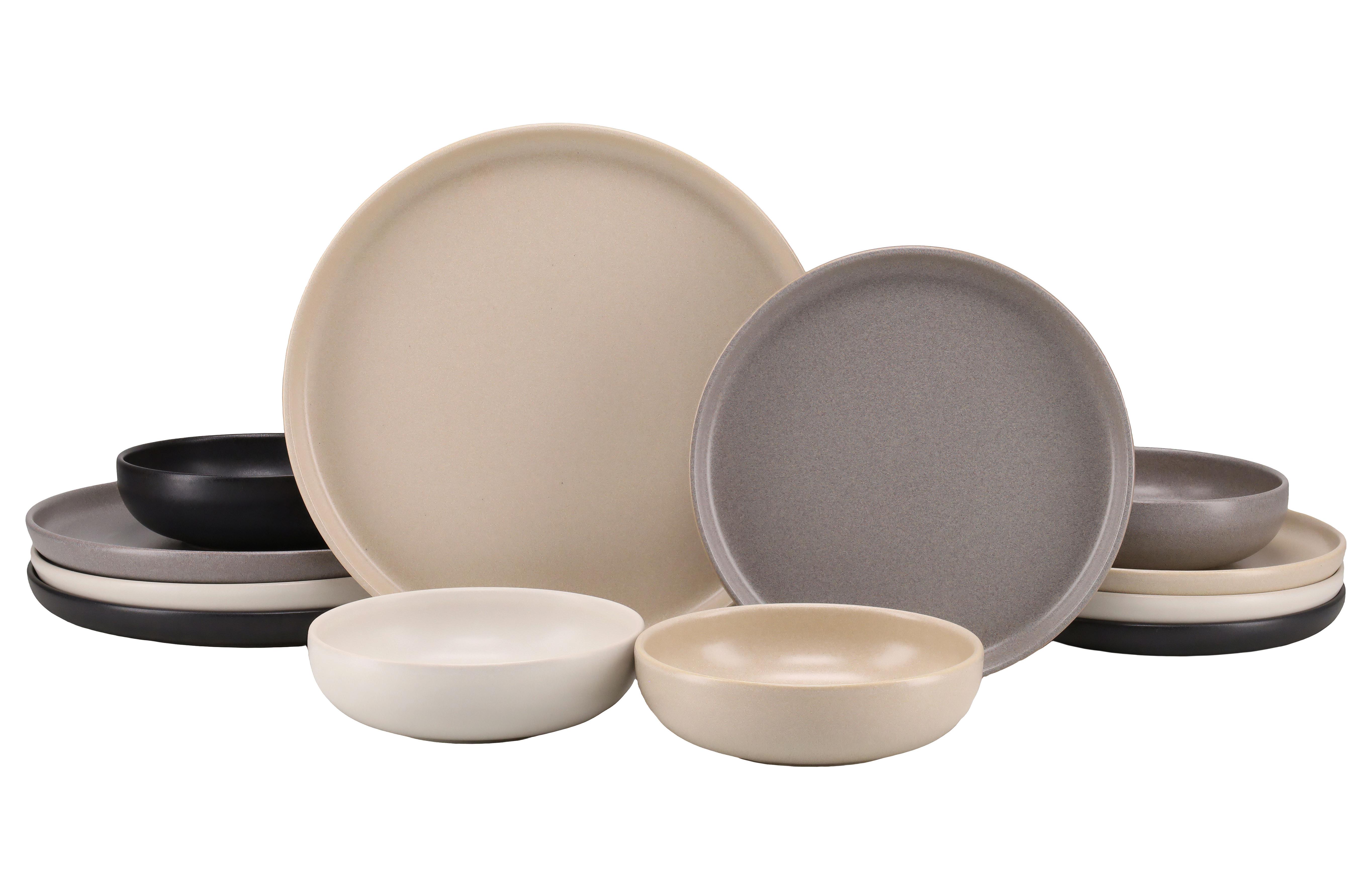 Tafelservice Uno Metropol Multicolor, 12 -Teilig., Steinzeug - Multicolor, Basics, Keramik - Creatable