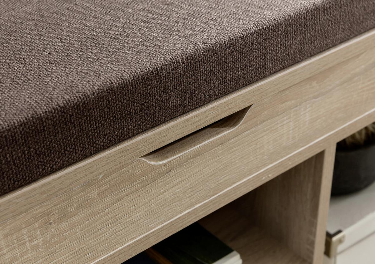 Lavice s botníkem WL5.344 DUB Sonoma - Sonoma dub/hnědá, Konvenční, kompozitní dřevo/textil (104/51/32cm) - MID.YOU