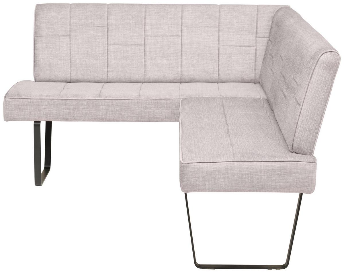 Eckbank Tilos Samt Hellgrau, S: 150x190 Cm - Hellgrau/Schwarz, KONVENTIONELL, Textil/Metall (150/190cm) - MID.YOU