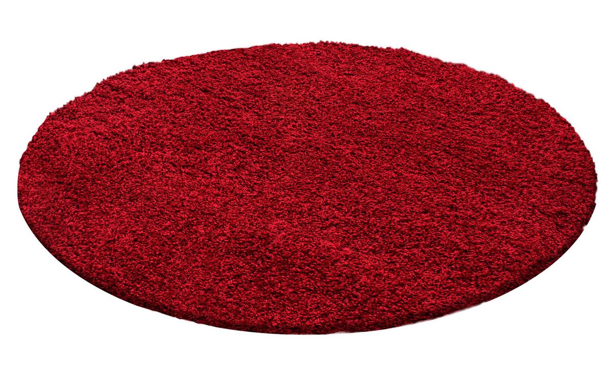 Hochflor Teppich Rot Life Rund Ø 200 cm - Rot, KONVENTIONELL, Textil (200cm) - Novel