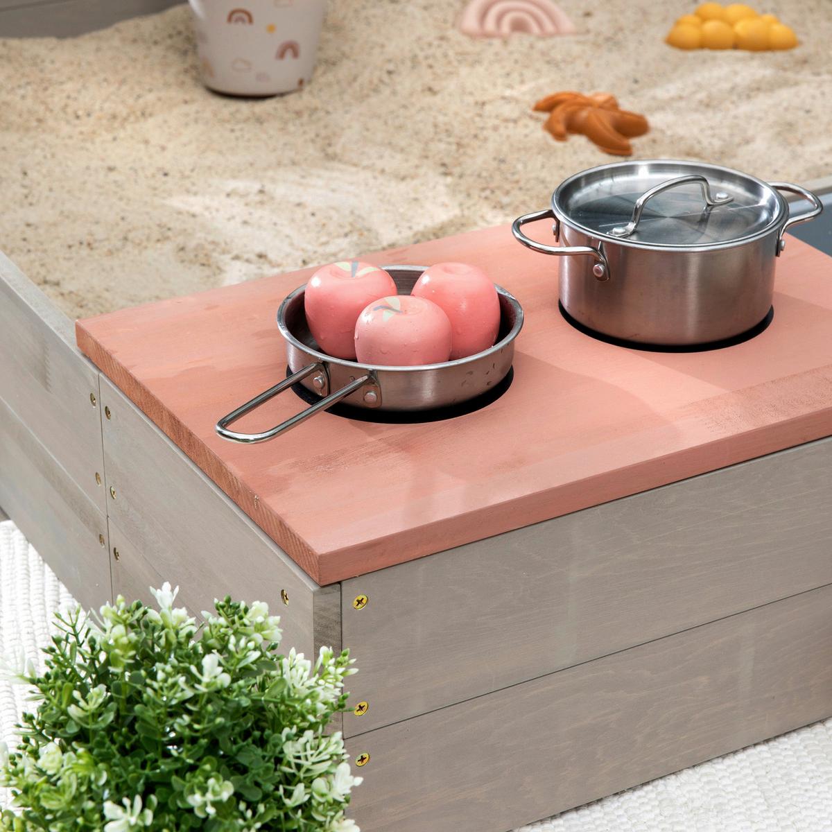 Sandkasten Muddy Buddy® - Rosa/Grau, Basics, Holz (120/120/20cm) - MUDDY BUDDY