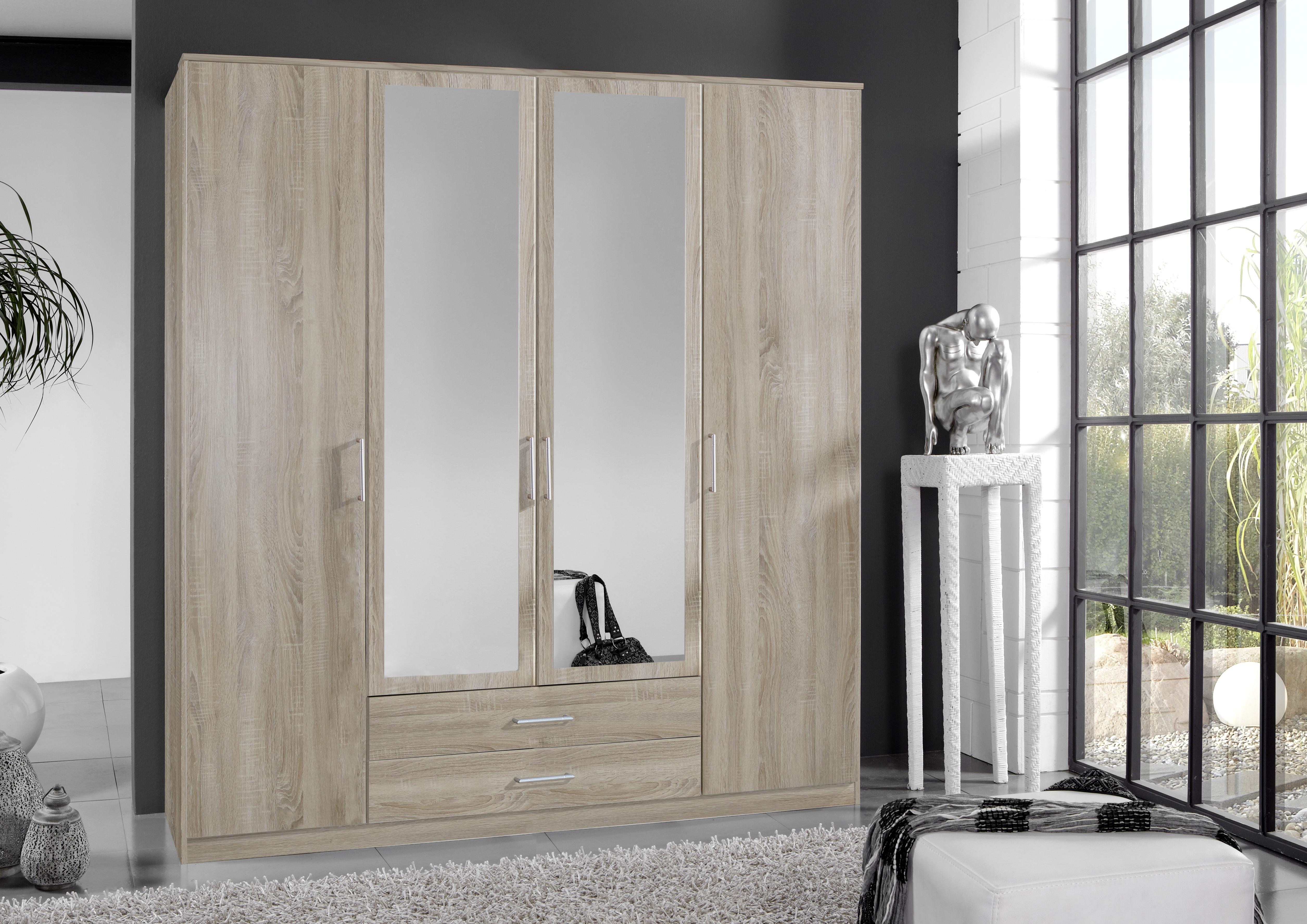 Šatní Skříň Osaka Šířka 180cm - barvy dubu/barvy hliníku, Konvenční, kompozitní dřevo/plast (180/199/58cm) - MID.YOU
