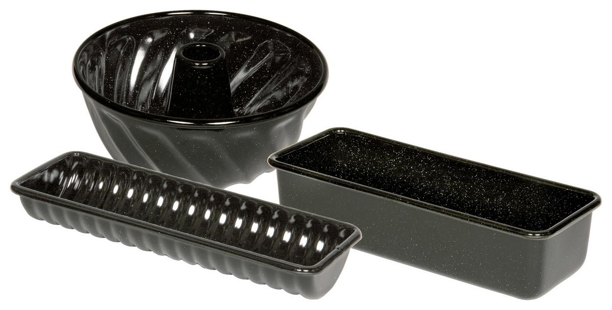 Backformenset Profibäcker 3-Teilig Schwarz - Schwarz, KONVENTIONELL, Metall - Riess
