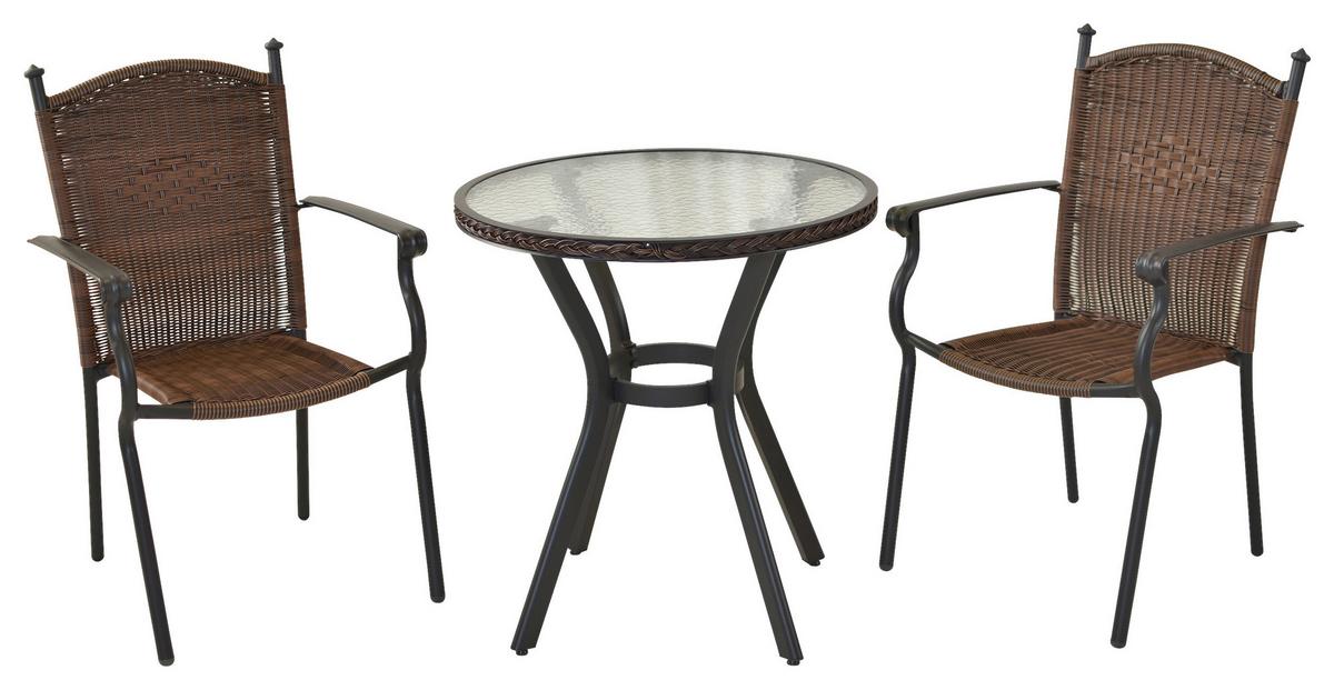 Gartenset Roma - Graphitfarben/Braun, MODERN, Kunststoff/Metall - Gardenson