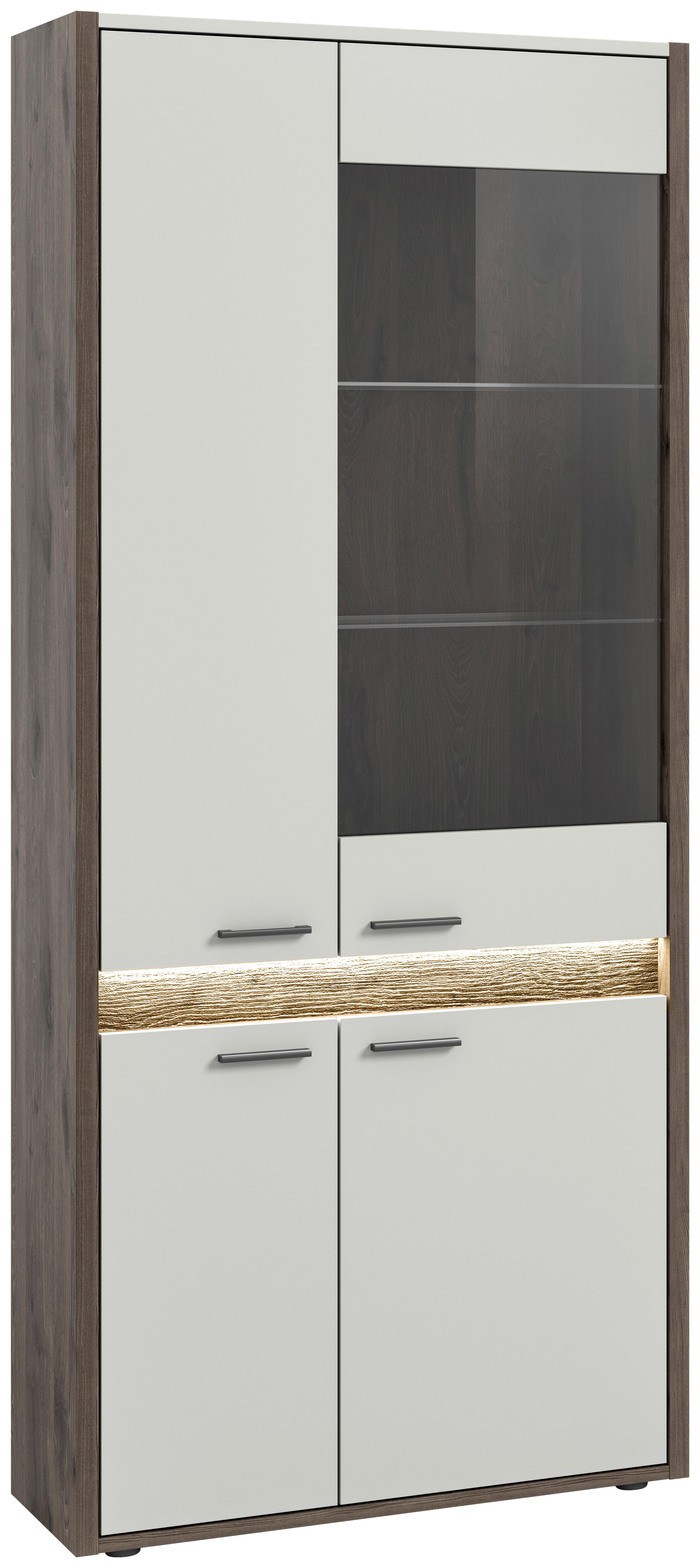 Vitrine Falcona B: 82 cm Nox Oak Dekor Hellgrau Nb - Design, Glas/Holzwerkstoff (82/198/37cm) - MID.YOU