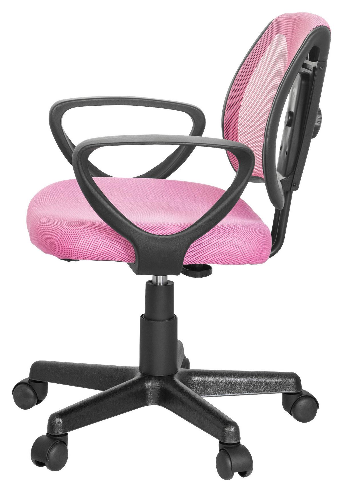 Jugenddrehstuhl Kiddy Cd mit Armstützen Pink Bis 60 Kg - Pink/Schwarz, Basics, Kunststoff (58/75-92/45cm) - MID.YOU