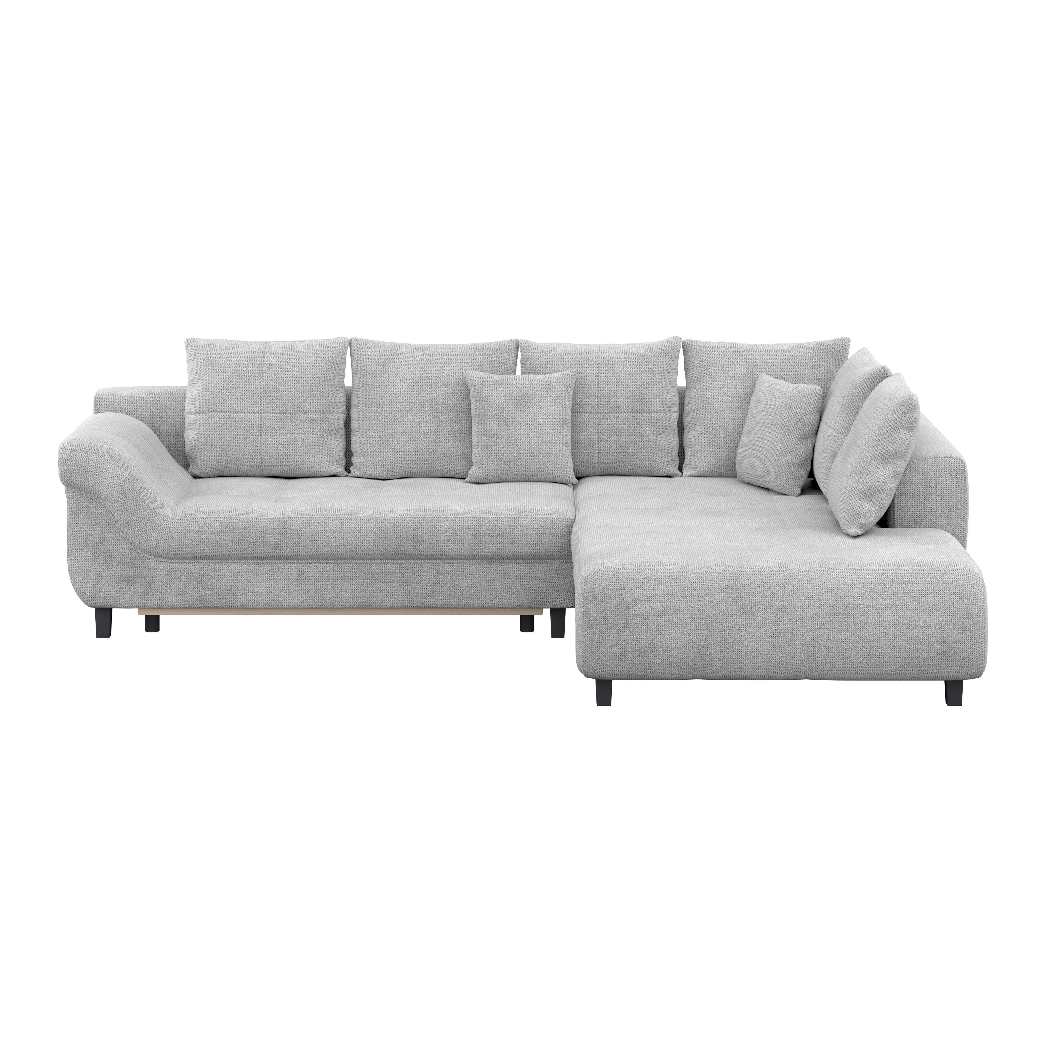 Ecksofa mit Schlaffunktion Mendoza new Chenille 309x197cm - Greige/Schwarz, KONVENTIONELL, Textil (309/197cm) - Ondega