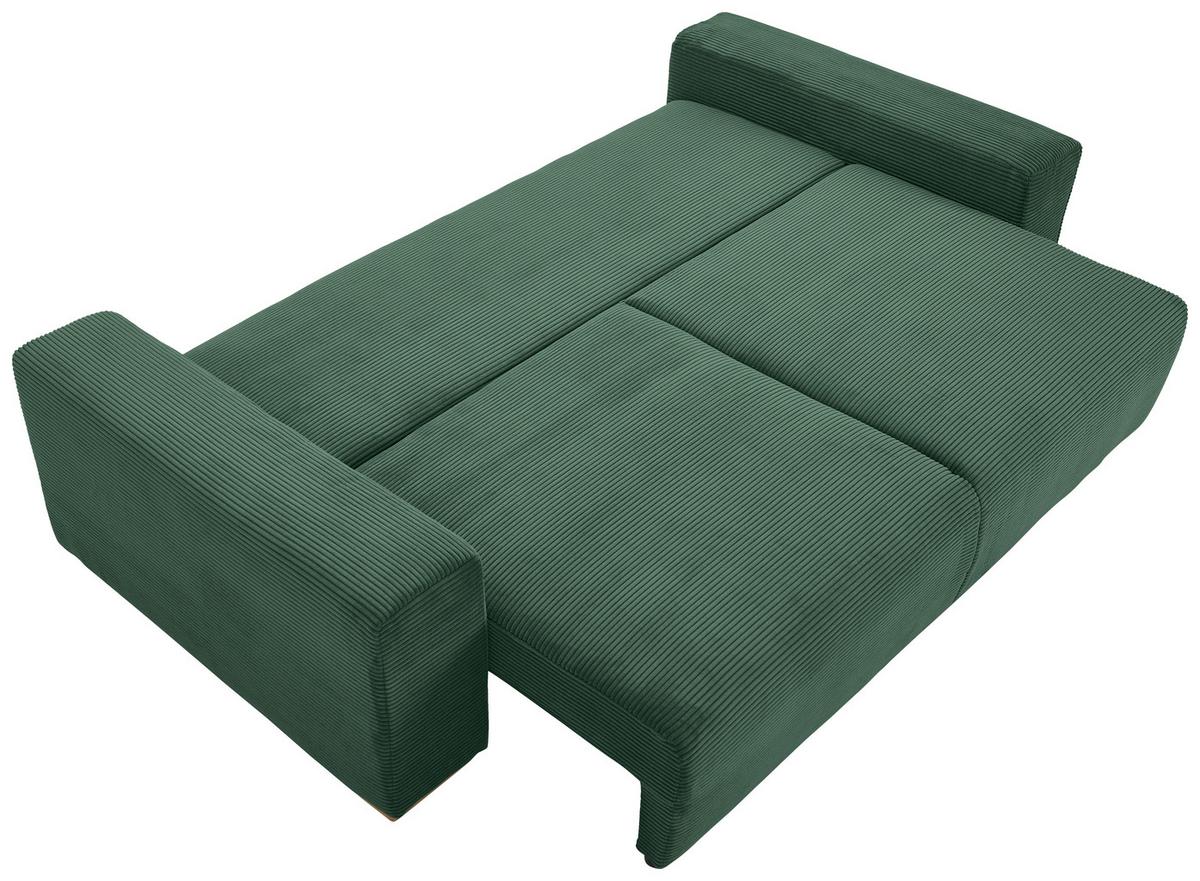Schlafsofa Vouge Grün Bettkasten, B: 255 Cm - Buchefarben/Schwarz, KONVENTIONELL, Textil (255/86/123cm) - Livetastic