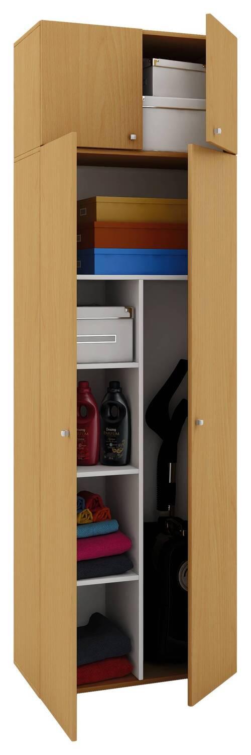 Víceúčelová skříň VANDOL, barvy buku - černá/barvy stříbra, Moderní, kompozitní dřevo/plast (70/218/39cm) - MID.YOU