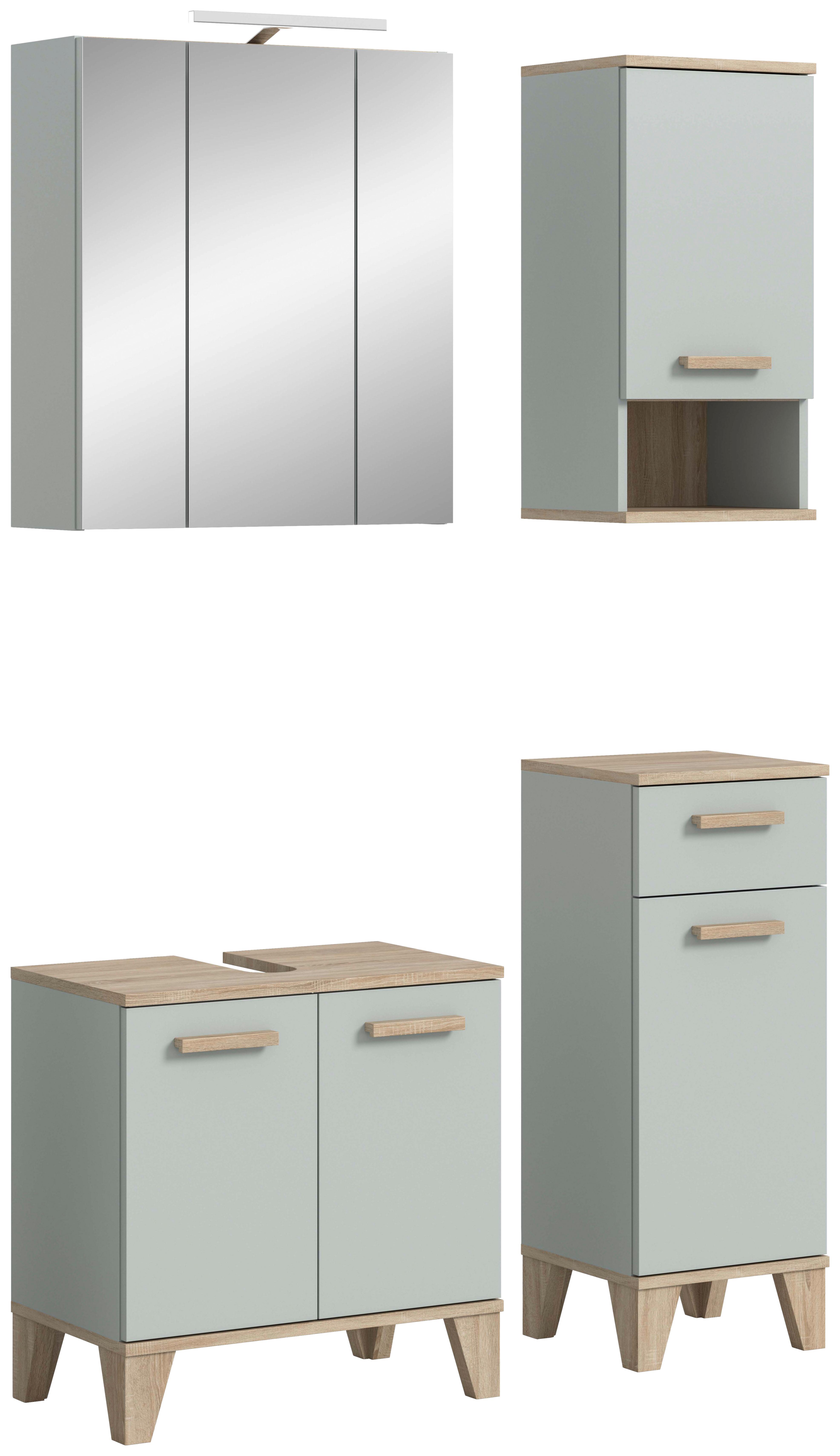 Badezimmer Kojak Graugrün/eiche - Eiche San Remo/Graugrün, MODERN, Holzwerkstoff (94cm) - MID.YOU