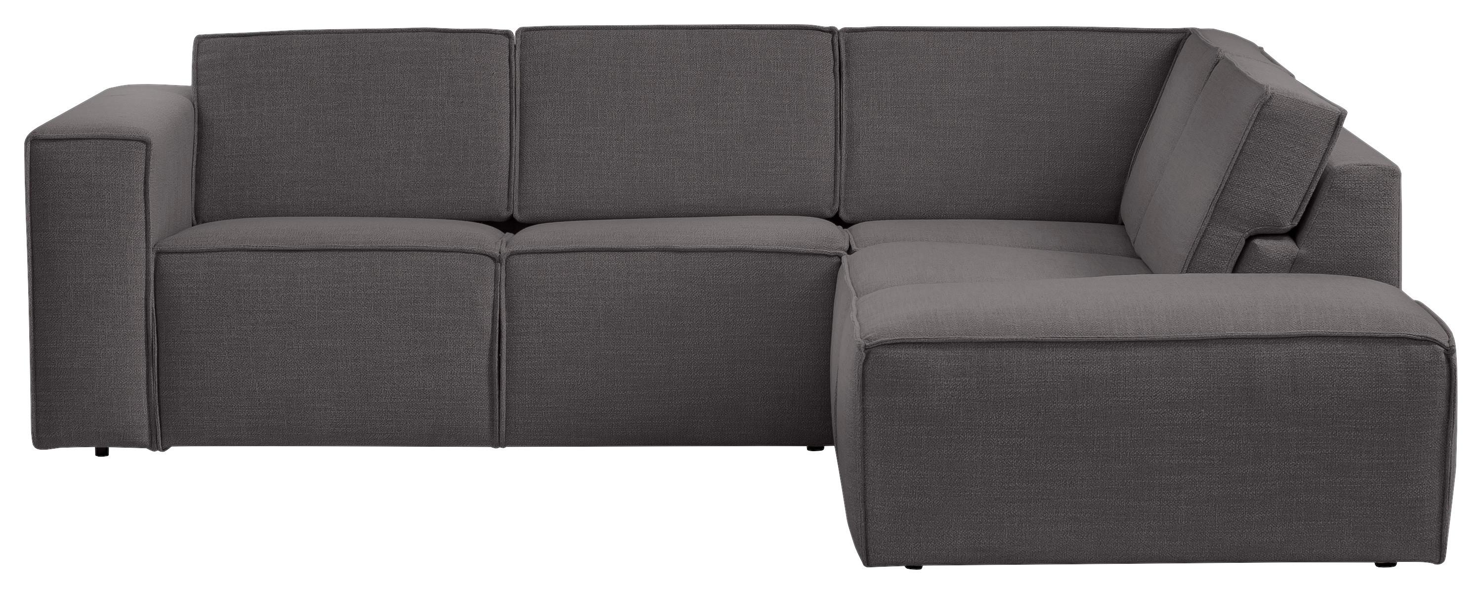 Ecksofa Dice Dunkelgrau - Dunkelgrau/Schwarz, MODERN, Textil (255/220cm) - MID.YOU