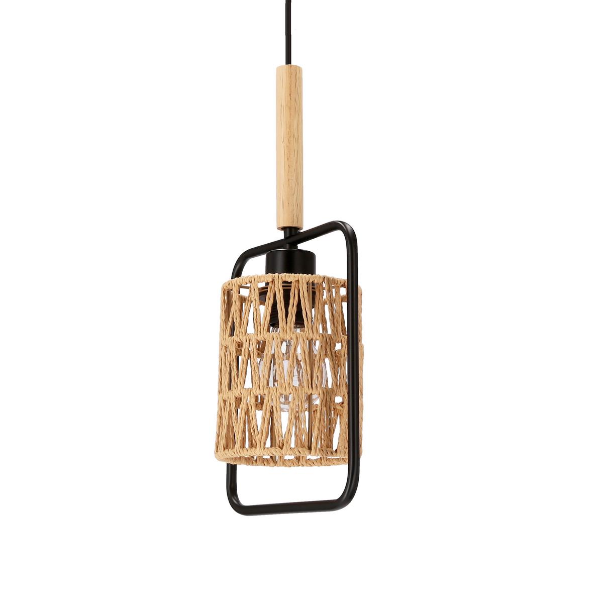 Pendelleuchte 31-26767 Crown - Beige/Schwarz, Natur, Textil/Metall (20/12/110cm)