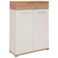 Schuhschrank Gw-Topix Weiß/ Eiche Dekor 2-Türig B: 89 cm - Eichefarben/Alufarben, MODERN, Holzwerkstoff (89/118/37cm) - Germania