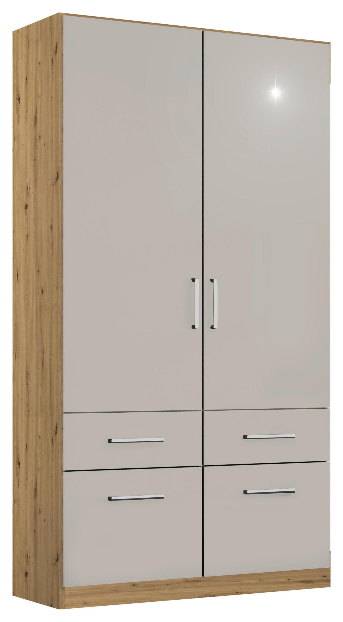 Drehtürenschrank 91 Cm Berlin Eiche Dekor/hellgrau - Hellgrau/Eiche Artisan, MODERN, Holzwerkstoff (91/210/54cm) - Rauch Möbel