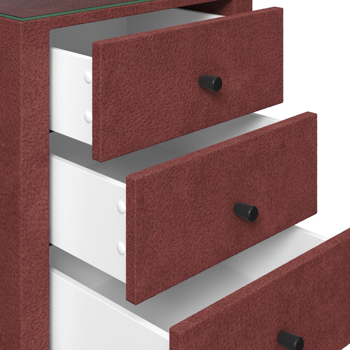 Nachtkästchen Elysia Bordeaux, B: 48cm - Bordeaux, Trend, Glas/Holz (48/68/45,5cm) - Luca Bessoni