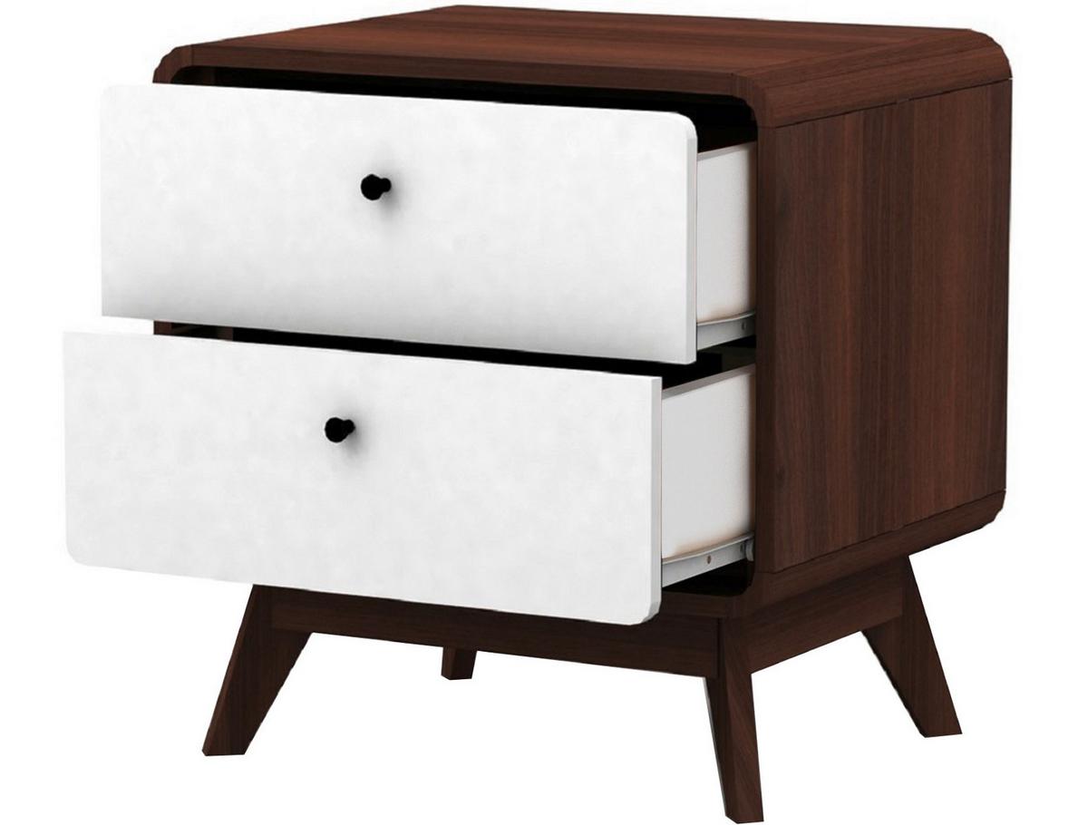 Nachttisch Cassie Weiß/walnuss Dekor B: 51 Cm - Walnussfarben/Weiß, Design, Holzwerkstoff/Metall (51/53/39cm) - MID.YOU