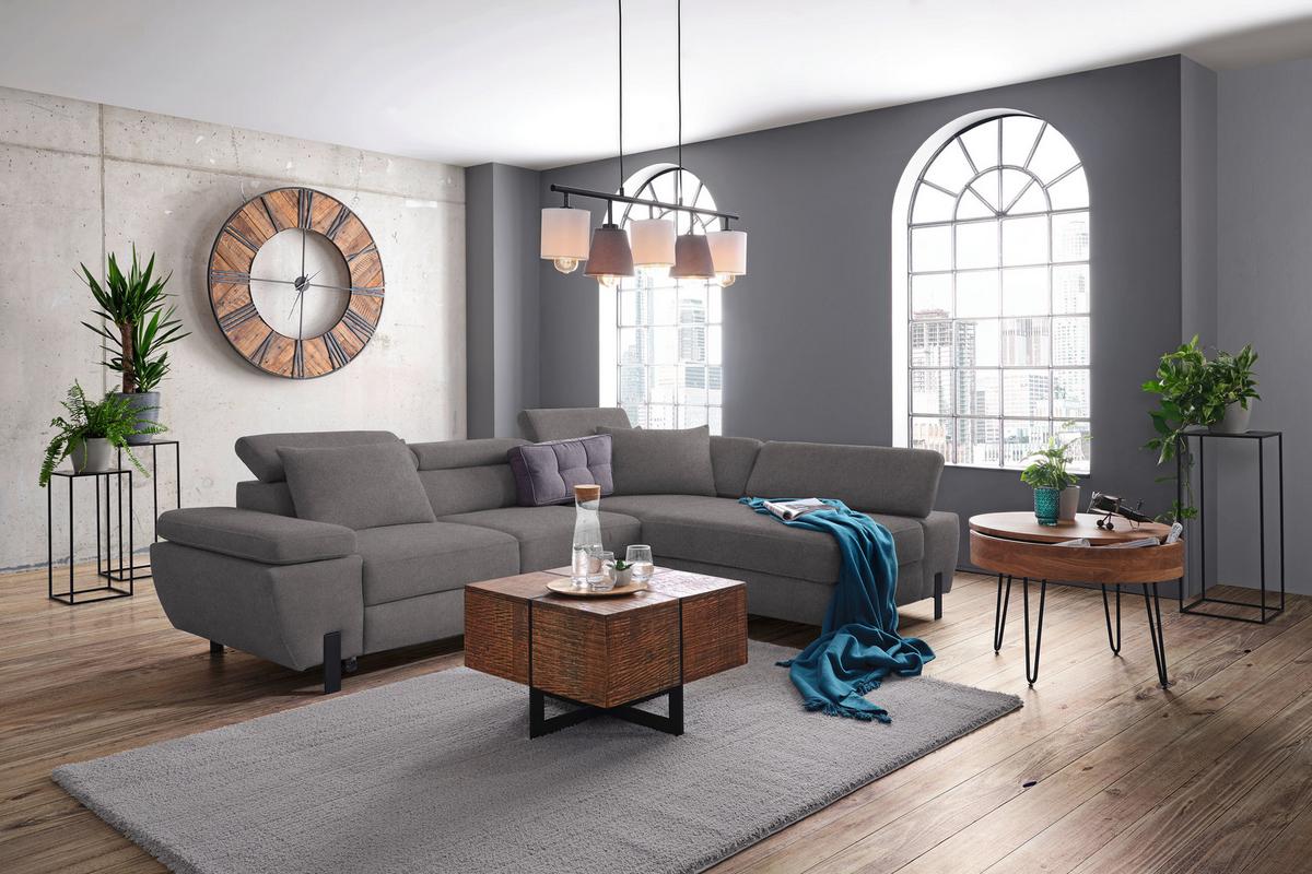 Rohová sedačka MILNA, pravá, tmavosivá - čierna/tmavosivá, Modern, kov/drevo (277/90/189cm) - Mömax